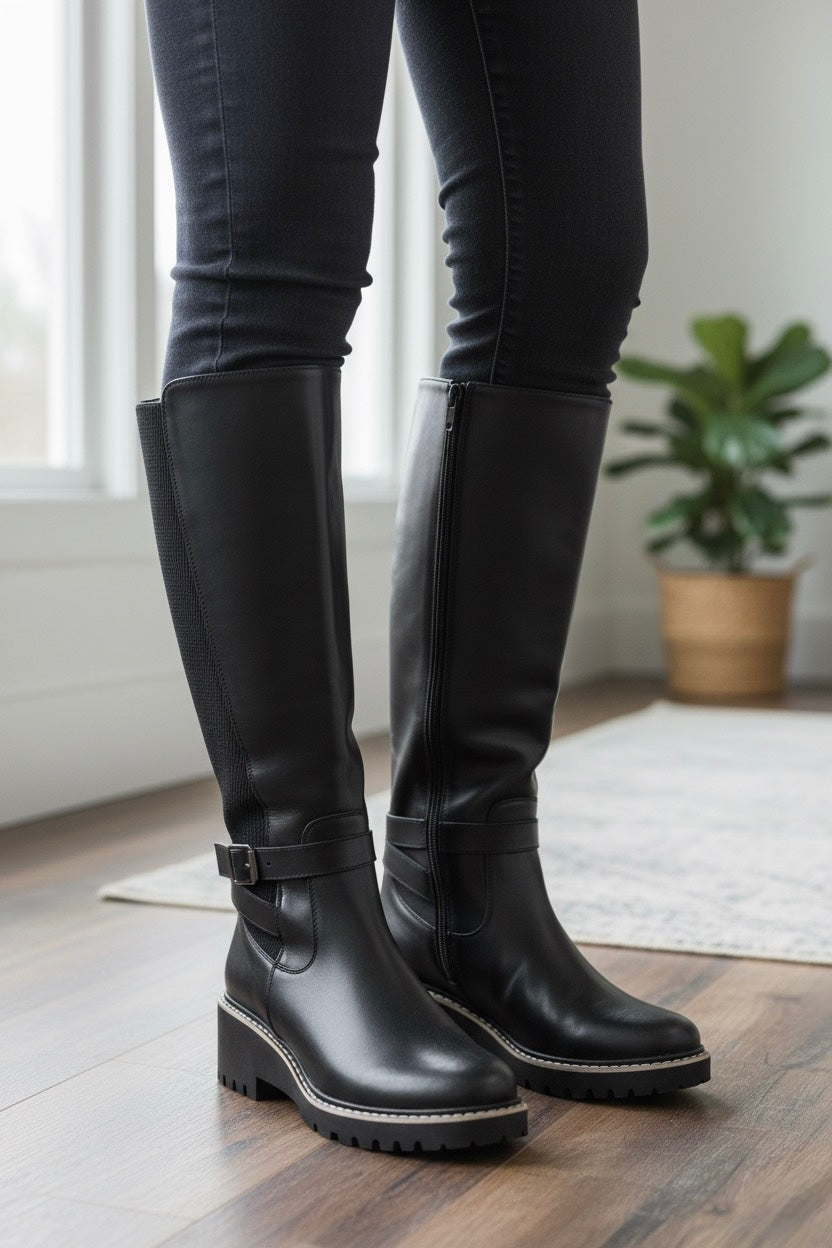 Sandy Knee High Chunky Heel Boot