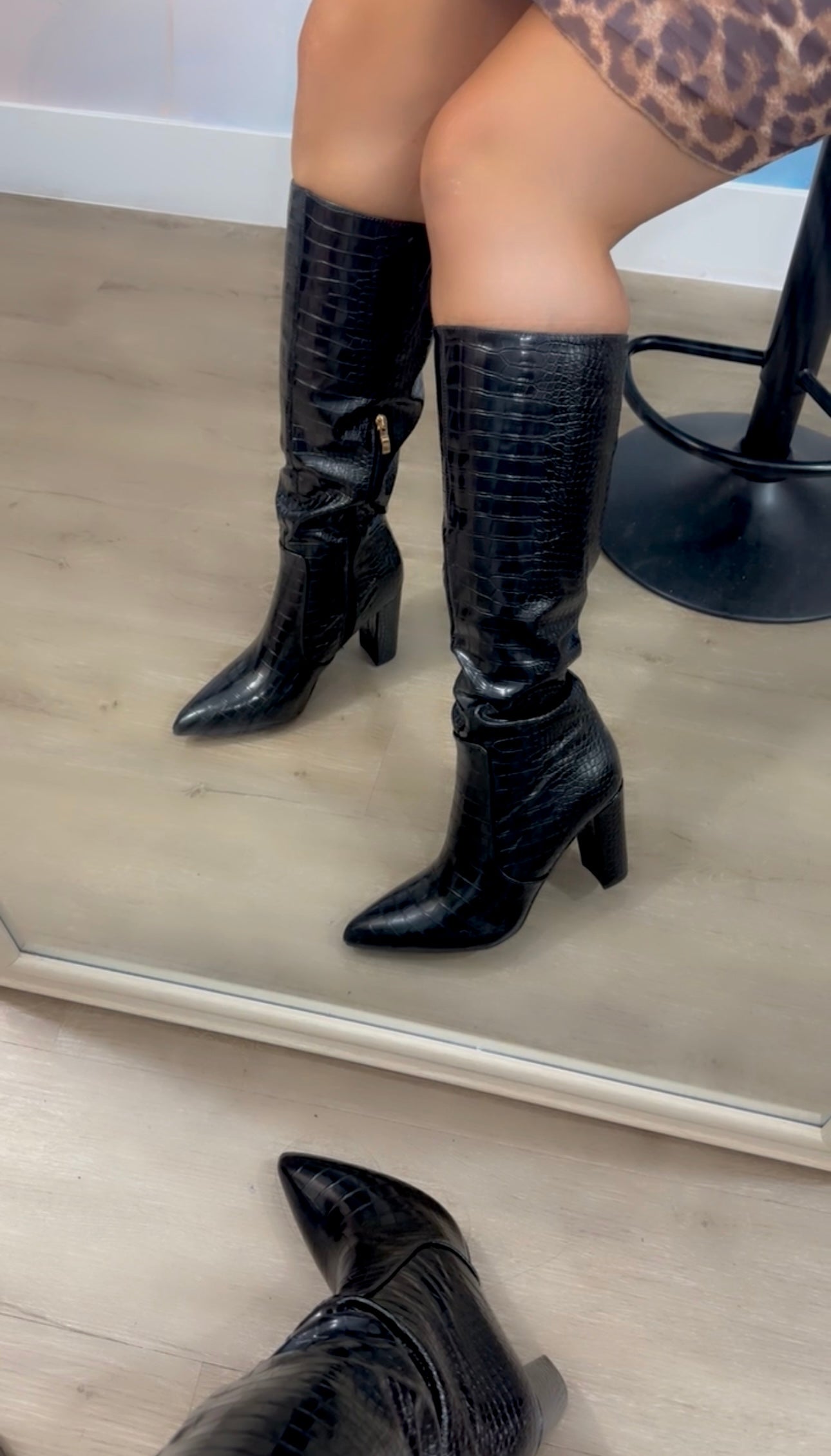 Daphne Croc Chunky Heel Boot