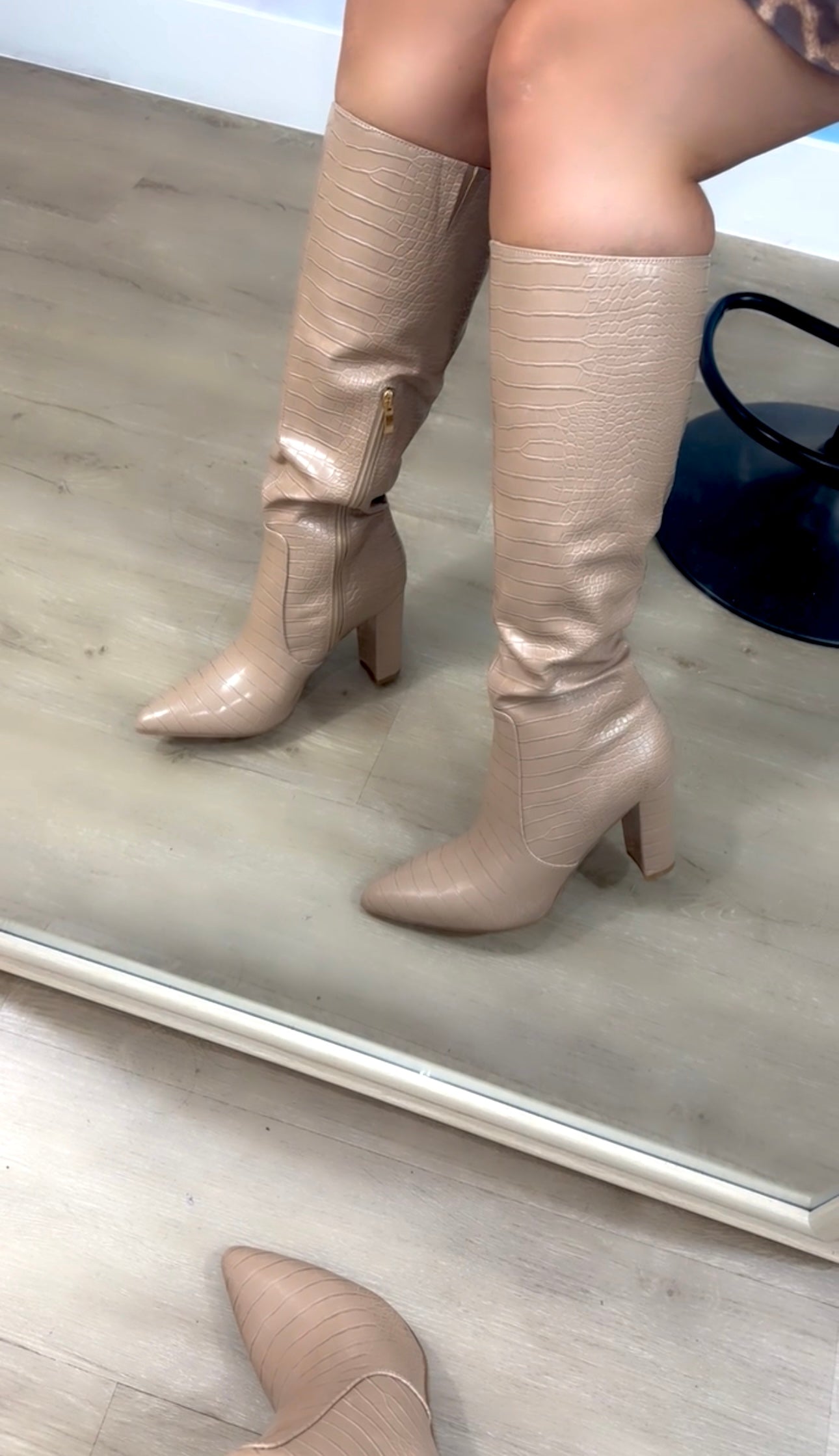 Daphne Croc Chunky Heel Boot
