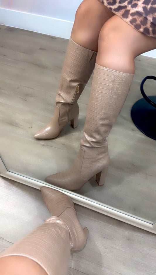 Daphne Croc Chunky Heel Boot