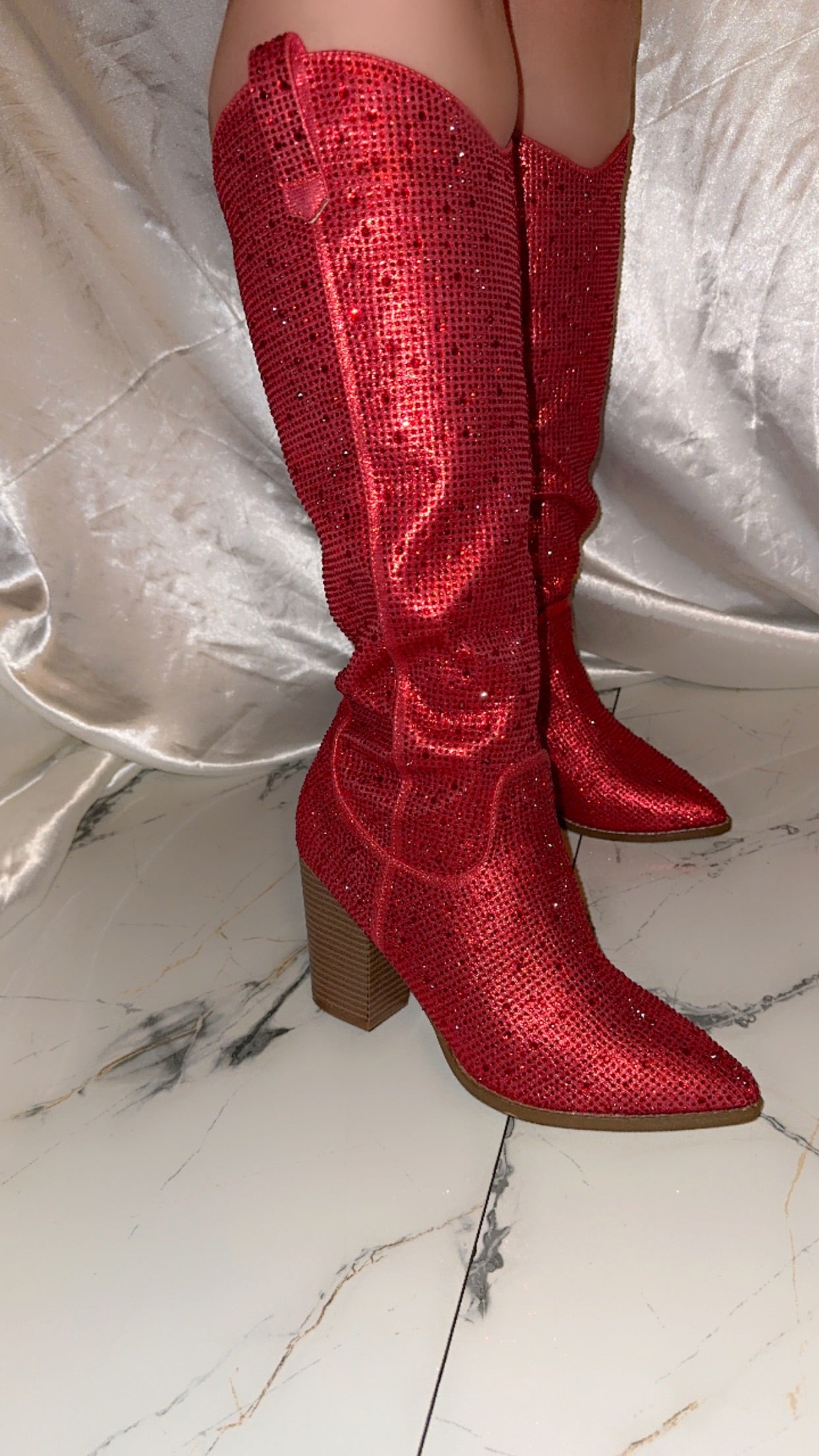 Ninel RhineStone Boot - Red