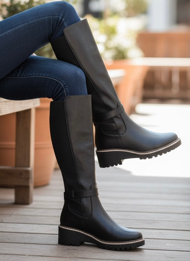 Sandy Knee High Chunky Heel Boot